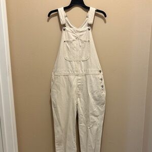 Old Navy Cream Denim Overalls with Bib Pocket